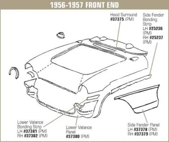 Hood Surround. W/Upper Dash (Press Molded) 56-57