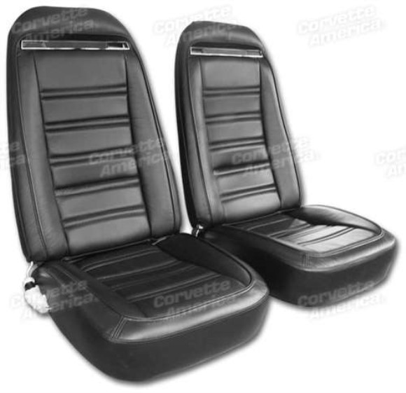 Leather Seat Covers. Black Leather/Vinyl Original 72