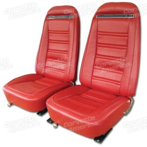 Leather Seat Covers. Red Leather/Vinyl Original 72