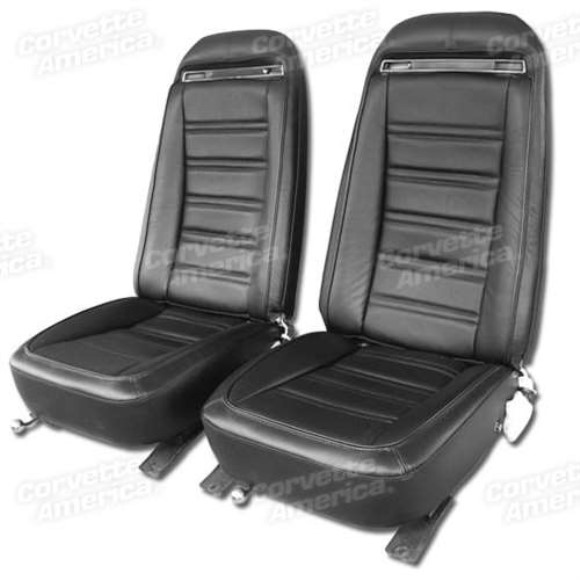 Leather Seat Covers. Leather/Vinyl Black Original 73-74