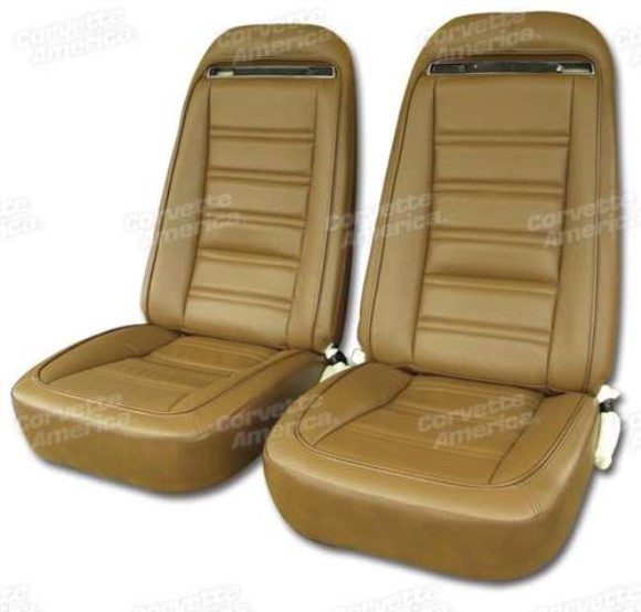 Leather Seat Covers. Dark Saddle Leather/Vinyl Original 73