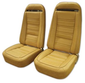 Leather Seat Covers. Medium Saddle Leather/Vinyl Original 73-74