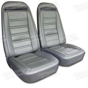 Leather Seat Covers. Silver Leather/Vinyl Original 74