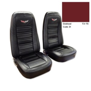 Embroidered Leather Seat Covers. Oxblood 100%-Leather 75