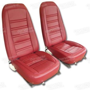 Leather Seat Covers. Red Leather/Vinyl Original 77-78