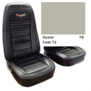 Embroidered Leather Seat Covers. Oyster Leather/Vinyl Original 78