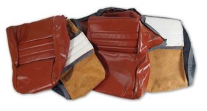 Leather Seat Covers. Cinnabar Leather/Vinyl Original 2--Bolster 81