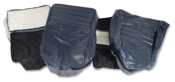 Leather Seat Covers. Dark Blue Leather/Vinyl Original 2--Bolster 82