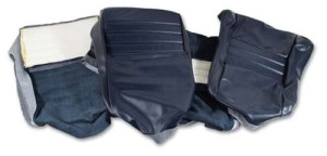 Leather Seat Covers. Dark Blue Leather/Vinyl Original 2--Bolster 79-81