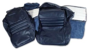 Leather Seat Covers. Dark Blue 100%-Leather 2--Bolster 79-81