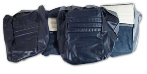 Leather Seat Covers. Dark Blue Leather/Vinyl Original 4--Bolster 79-81