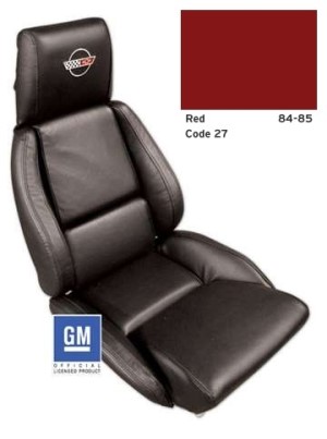 Embroidered Leather Seat Covers. Red Standard 84-85