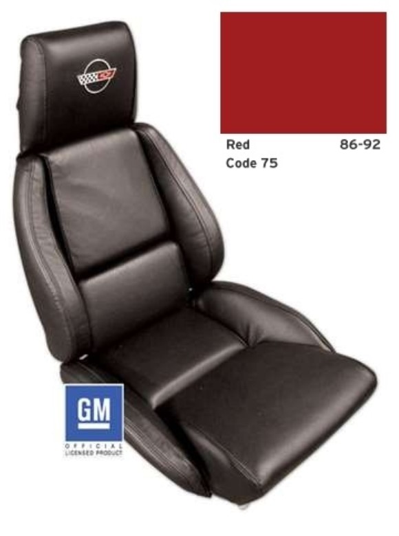 Embroidered Leather Seat Covers. Red Standard 89-92