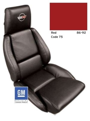 Embroidered Leather Seat Covers. Red Sport 89-90