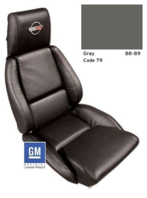 Embroidered Leather Seat Covers. Gray Sport 89