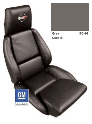 Embroidered Leather Seat Covers. Gray Sport 90