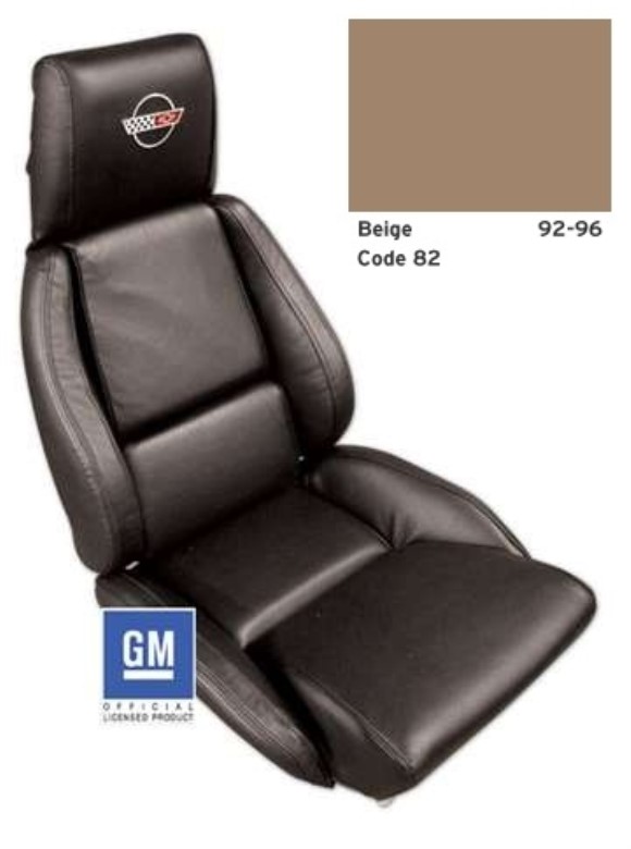 Embroidered Leather Seat Covers. Beige Sport 92