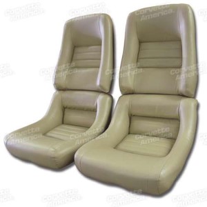 Mounted Leather Seat Covers. Doeskin Lthr/Vnyl Original 4--Bolstr 79-80