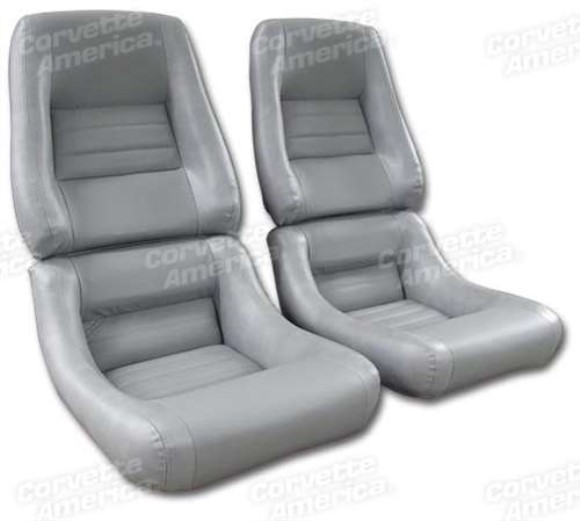 Mounted Leather Seat Covers. Gray Lthr/Vinyl Original 4--Bolster 82