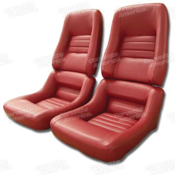 Mounted Leather Seat Covers. Red 100%-Leather 4--Bolster 79-81