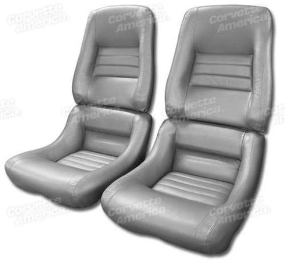 Mounted Leather Seat Covers. Silver 100%-Leather 4--Bolster 81