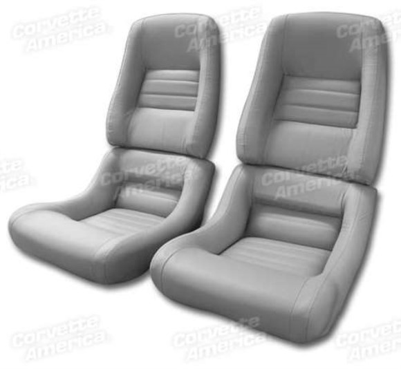 Mounted Leather Seat Covers. Gray 100%-Leather 4--Bolster 82