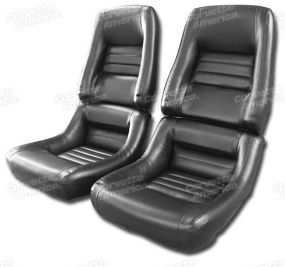 Mounted Leather Like Seat Covers. Black 4--Bolster 79-81