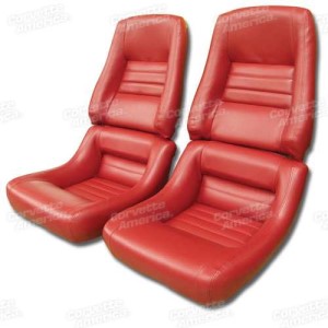 Mounted Leather Like Seat Covers. Red 4--Bolster 79-81