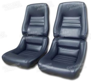 Mounted Leather Like Seat Covers. Dark Blue 4--Bolster 79-81