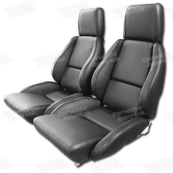 Mounted Leather Seat Covers. Black Standard 84-88