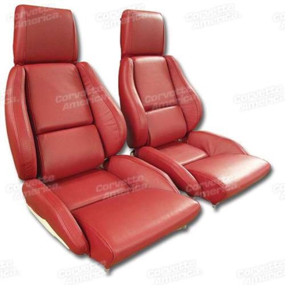 Mounted Leather Seat Covers. Red Standard 86-88