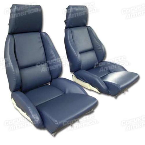 Mounted Leather Like Seat Covers. Blue Standard 84-85