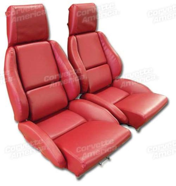 Mounted Leather Like Seat Covers. Red Standard 86-88