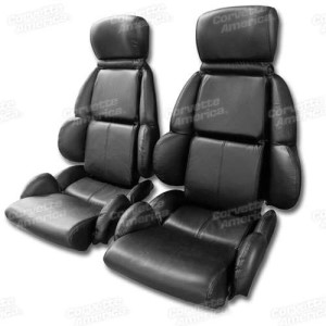 Mounted Leather Seat Covers. Black Standard 89-92