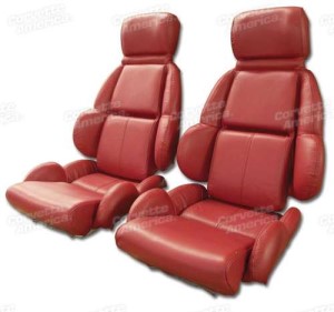 Mounted Leather Seat Covers. Red Standard 89-92