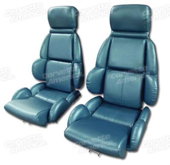 Mounted Leather Like Seat Covers. Blue Standard 89