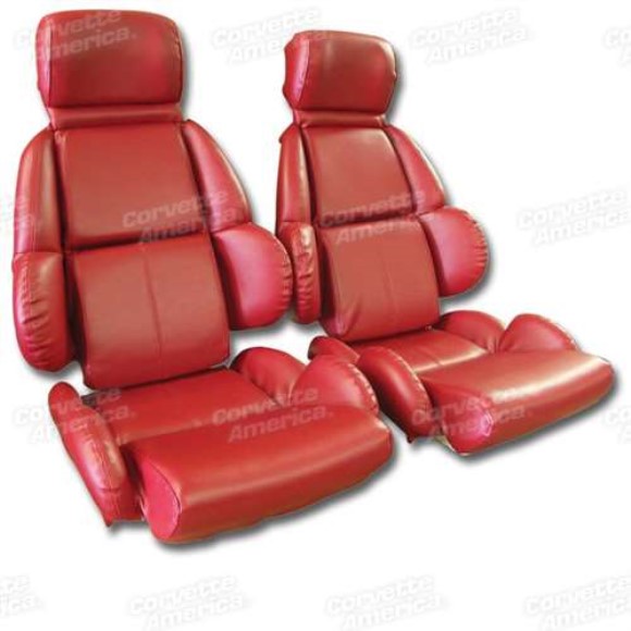 Mounted Leather Like Seat Covers. Red Standard 89-92