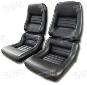 Mounted Leathr Seat Covers. Charcoal Lthr/Vnyl Original 2--Bolstr 82