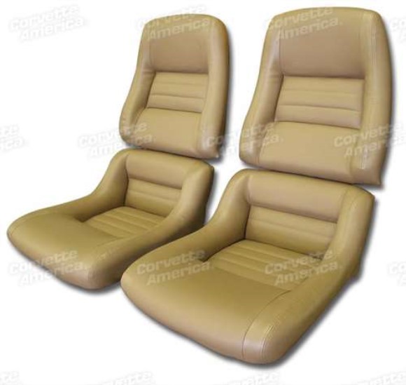 Mounted Leather Seat Covers. Camel Lthr/Vnyl Original 2--Bolster 81-82