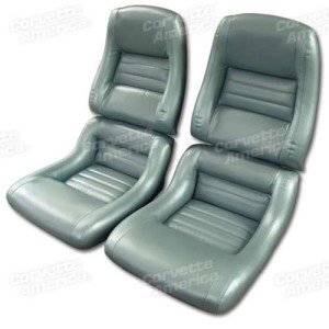 Mounted Leathr Seat Covers. Silvergrn Lthr/Vnyl Original 2--Blstr 82