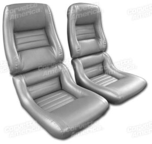 Mounted Leather Seat Covers. Silver Lthr/Vnyl Original 2--Bolster 81