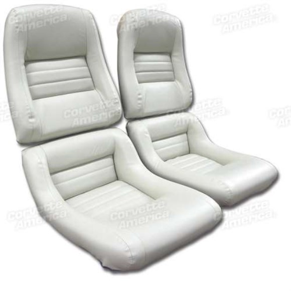 Mounted Leather Seat Covers. Oyster Lthr/Vnyl Original 2--Bolster 79-80