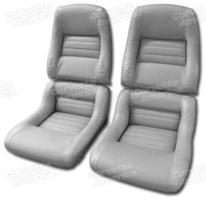 Mounted Leather Seat Covers. Gray Lthr/Vinyl Original 2--Bolster 82