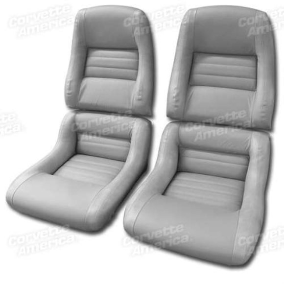 Mounted Leather Seat Covers. Gray Lthr/Vinyl Original 2--Bolster 82