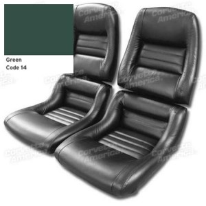 Mounted Leather Seat Covers. Green 100%-Leather 2--Bolster 79