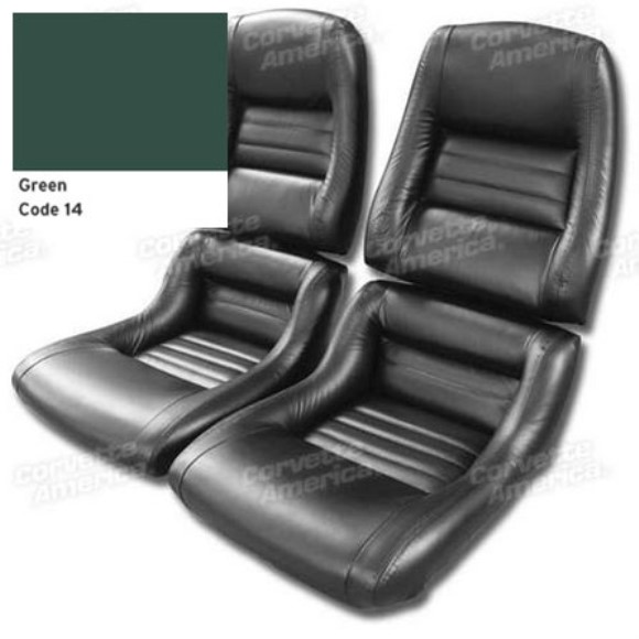 Mounted Leather Seat Covers. Green 100%-Leather 2--Bolster 79