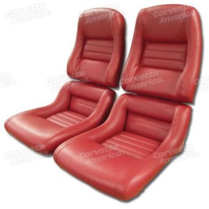 Mounted Leather Seat Covers. Red 100%-Leather 2--Bolster 79-81