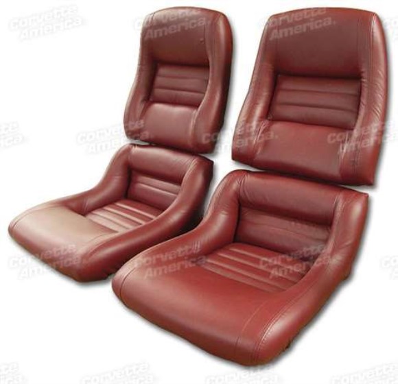 Mounted Leather Seat Covers. Red 100%-Leather 2--Bolster 82