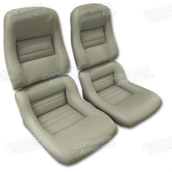 Mounted Leather Seat Covers. Gray 100%-Leather 2--Bolster 82