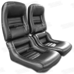 Mounted Leather Like Seat Covers. Black 2--Bolster 79-81